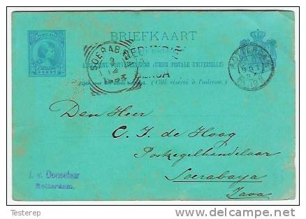 Postwaarde Rotterdam 1893 Naar SOERABAJA + Stempel  NED.INDIE... - Curaçao, Antilles Neérlandaises, Aruba