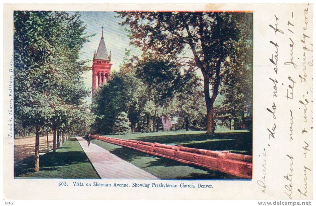 Vista On Sherman Ave Denver Co 1905 Postcard - Denver