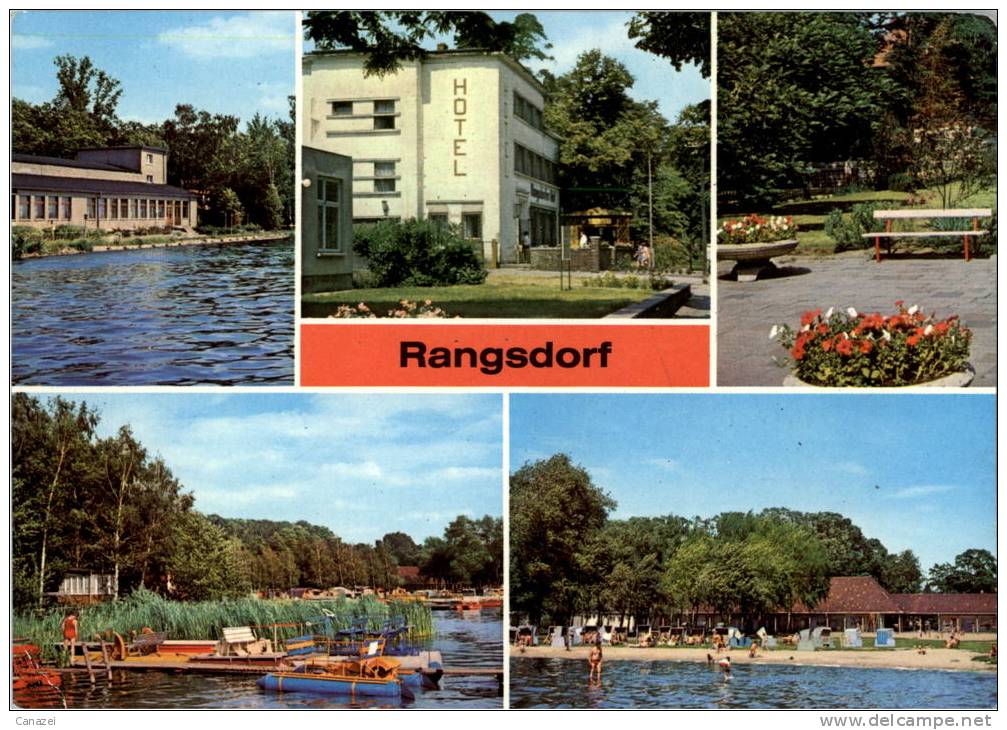 AK Rangsdorf, Hotel Rangsdorfer Hof, Seebad-Casino, Freibad, Beschr, 1978 - Rangsdorf