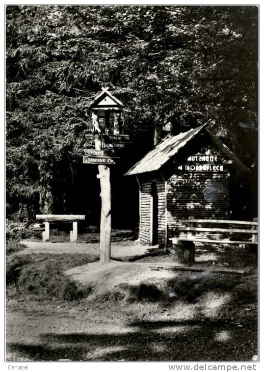 AK Schutzhütte Mordfleck Am Rennsteig, Gel, 1979 (Stützerbach, Zella-Mehlis) - Zella-Mehlis