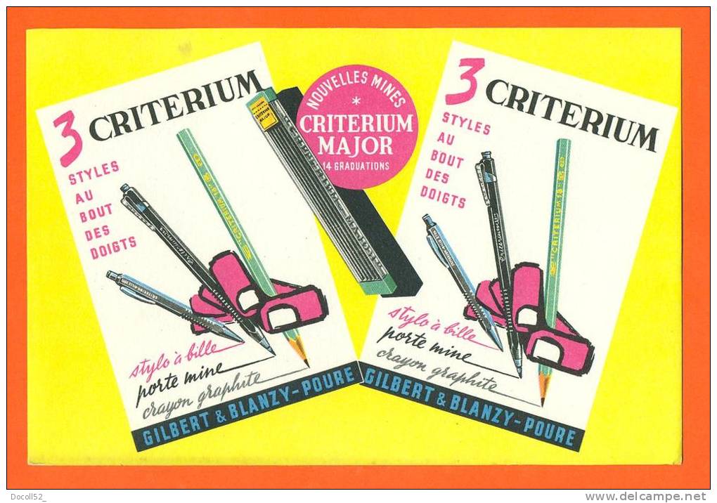 Buvard  "  Stylos - Porte Mine Criterium Major  " - Cartoleria