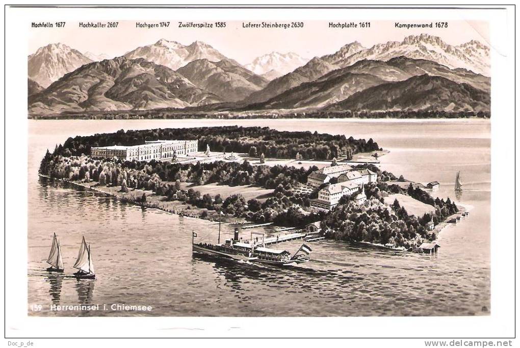 Deutschland - Herreninsel Im Chiemsee - Ship - Schiff - Dampfer - Luftbild - Chiemgauer Alpen
