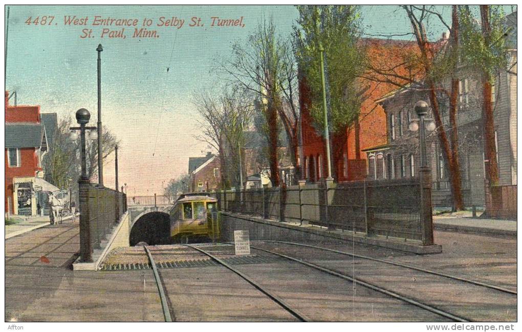 St Paul MN Selby Street Tunnel Tram 1910 Postcard - St Paul