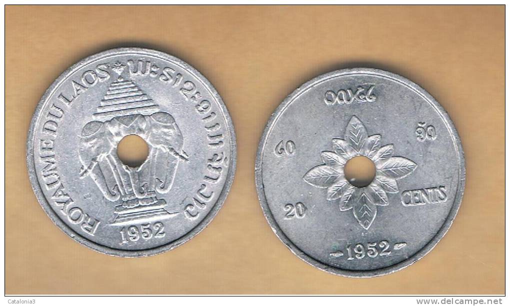 LAOS -  20 Cents  1952  KM5 - Laos