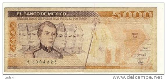 BILLET # MEXIQUE # 5000 PESOS # CINCO MIL  PESOS # 1989  #  SIX PERSONNAGES - Mexiko