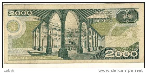 BILLET # MEXIQUE # 2000 PESOS # DOS MIL  PESOS # 1989  #  JUSTO SIERRA - Mexico