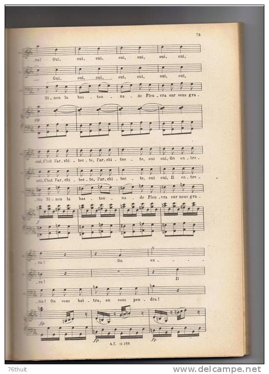 1951 - MOZART - L´enlèvement Au Sérail - Théâtre National De L´ Opéra -- Partition Chant & Piano - Opern