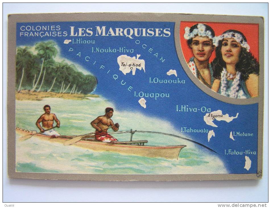 Cpa, Carte Publicitaire, Colonies Française, Les Marquises, Les Produits Du Lion Noir - Polynésie Française