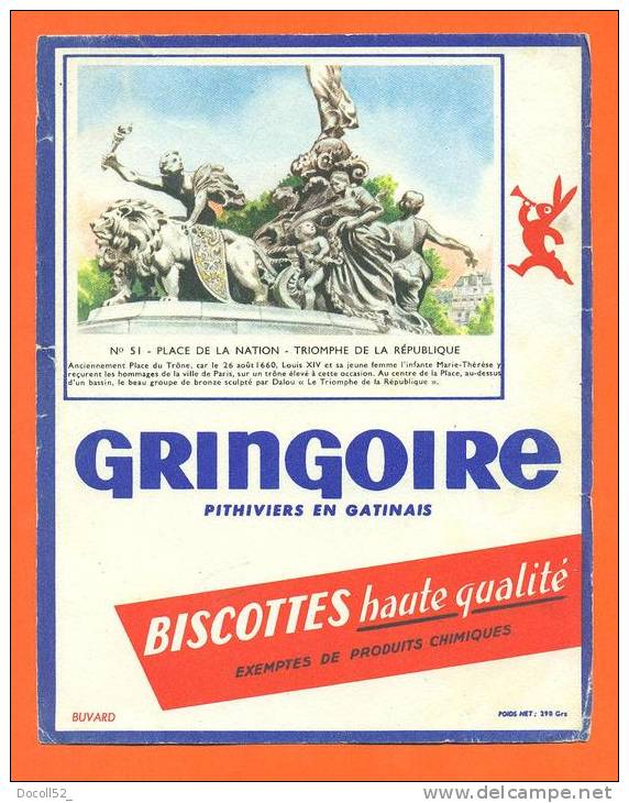 Buvard  "  Biscottes Gringoire  " Pithiviers En Gatinais - Biscottes
