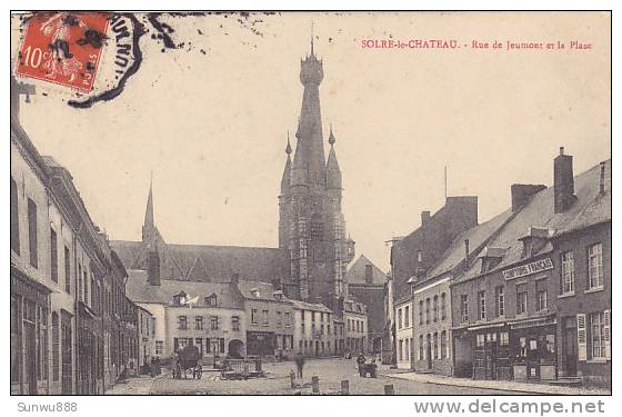 59 - Solre-le-Chateau - Rue De Jeumont Et La Place (belle Animation) - Solre Le Chateau