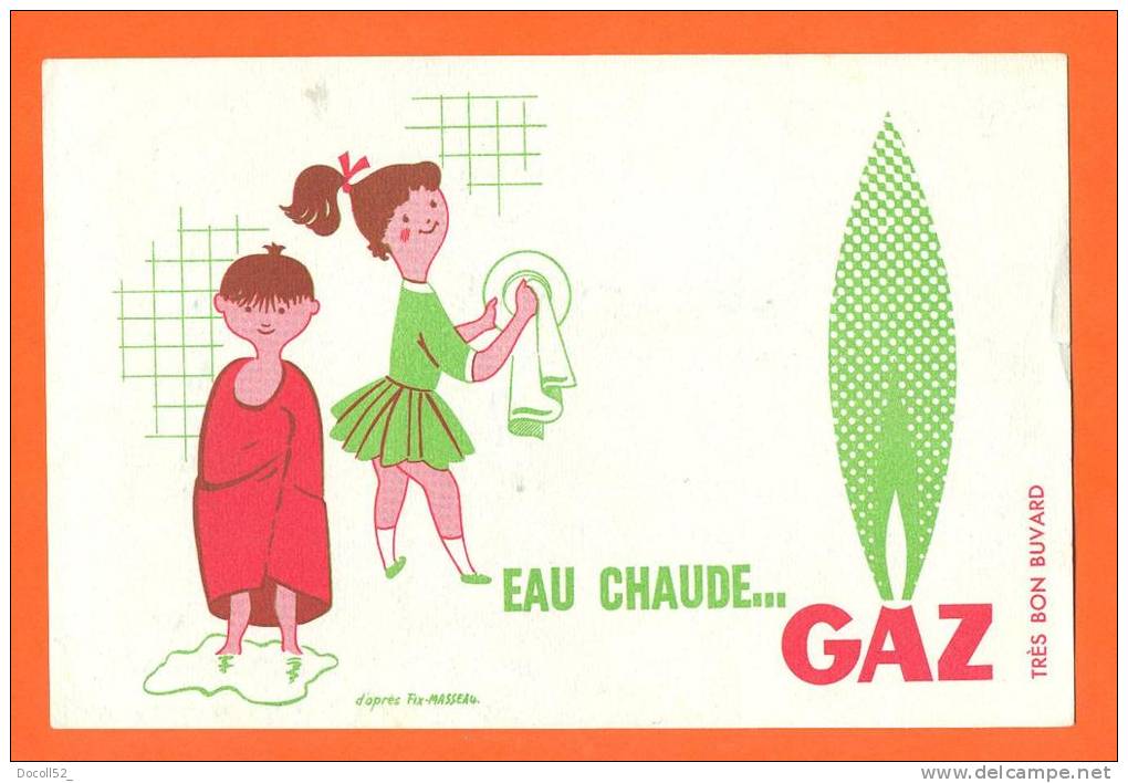 Buvard  "  Eau Chaude - Gaz  "  Illustre Fix - Masseau - Electricité & Gaz