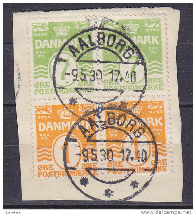 Denmark S 25 (x2) Mi. 166 + 77 Zusammendruck Aus Markenheftchen Wellenlinien Waves Deluxe AALBORG 1930 !! - Abarten Und Kuriositäten