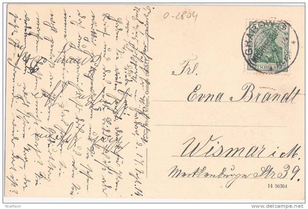 Grabow Mecklenburg Schützenhaus Grünlich TOP-Erhaltung 17.9.1914 Gelaufen - Ludwigslust