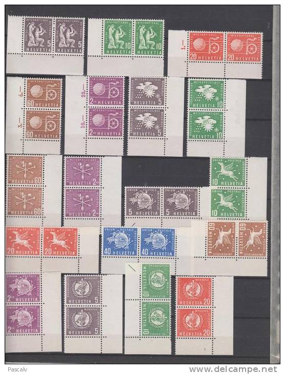 Ensemble De Timbres Neufs ** Sans Charnière MNH En Paire Bord De Feuille Séries Presque Toutes Complètes - Servizio