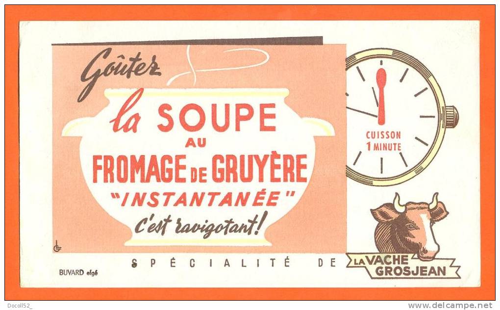 Buvard  "  Fromage De Gruyere  "  La Vache Grosjean - Produits Laitiers