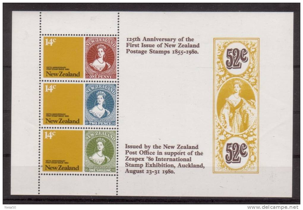 Nieuw Zeeland Postfris 1980 Mi Nr Blok 4 125 Jaar Postzegels Stamps - Neufs