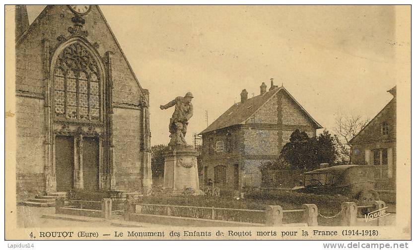 L L 225/ C P A -  ROUTOT  (27  ) LE MONUMENT DES ENFANTS DE ROUTOT MORT POUR LA FRANCE 1914-1918 - Routot