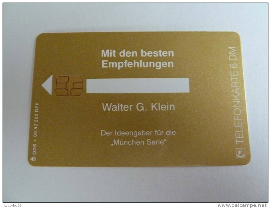 GERMANY - MINT - ODS 09 92 200 DPR - Walter G Klein - 6DM - Low Issue - RR - O-Series: Kundenserie Vom Sammlerservice Ausgeschlossen