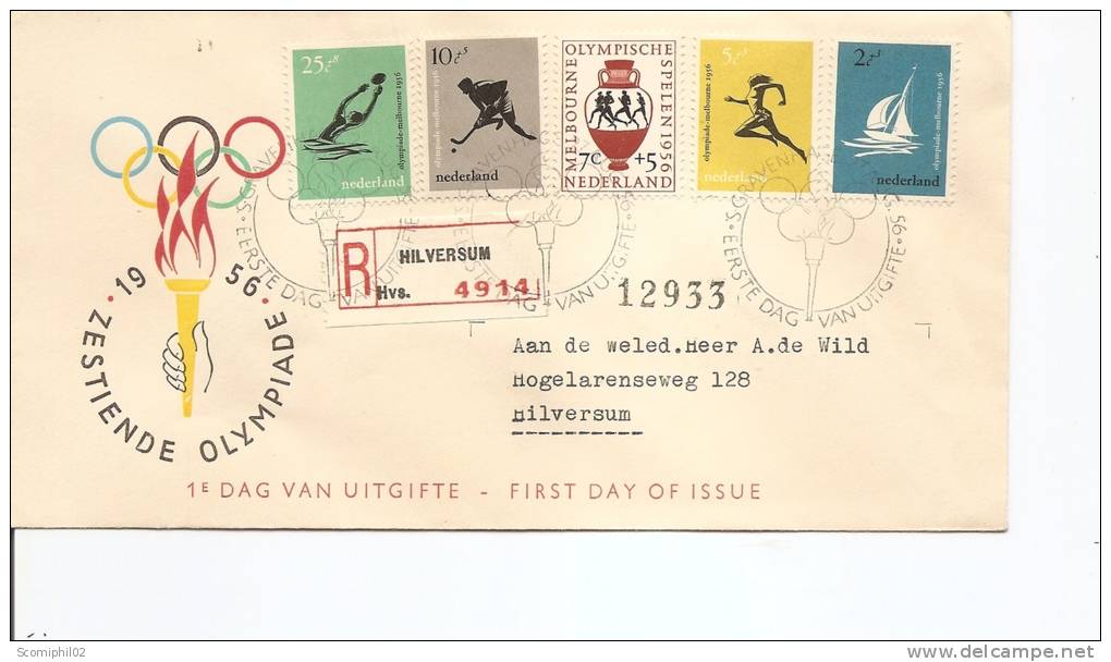 JO De Melbourne -1956 ( Lettre En Premier Jour Recommandée Des Pays-Bas à Voir) - Summer 1956: Melbourne