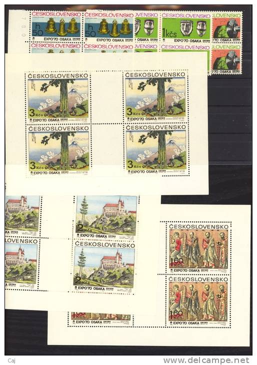 Tchécoslovaquie  -  1970  :  Yv  1772-77  **  Blocs De 4 Avec Les Petites Feuilles - Unused Stamps