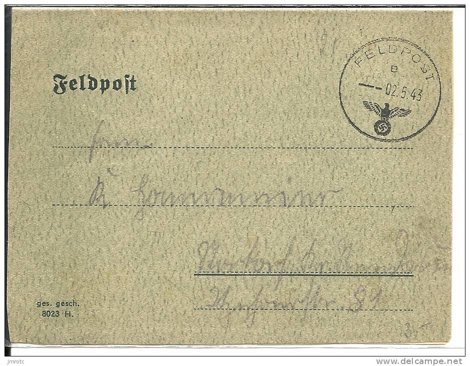 Lettre   Allemagne  MILITARIA  1943 391 Rgt,  170 Division Infanterie  18° Armee Leningrad  (174) - Briefe U. Dokumente