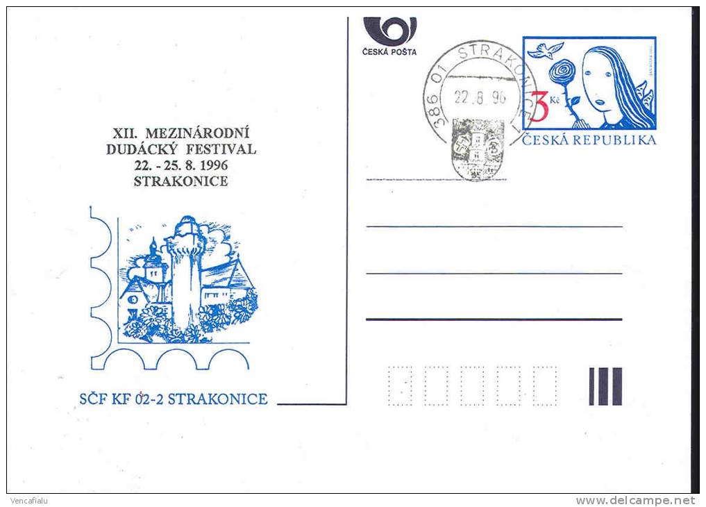 Czech Republic 1996 - XII. International Bagpipe Festival In Strakonice - Special Postal Stationery And Postmark - Cartes Postales