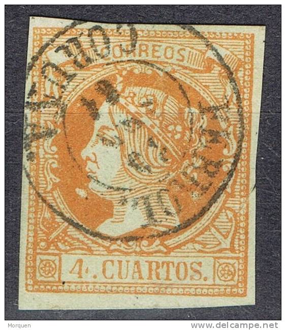 Sello 4 Cuartos Isabel II 1860, Fechador FERROL (Coruña), Variedad, Num 52 º - Oblitérés