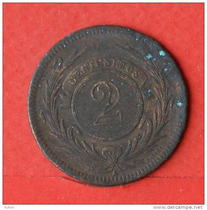 URUGUAY  2  CENTESIMOS  1869-A   KM# 12  -    (1625) - Uruguay