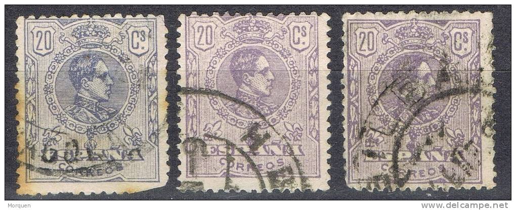 Sellos 20 Cts Alfonso XIII 1920, Variedades Clor Y Numero Dorso, Num 290, 290a, 290b º - Usados