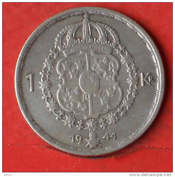 SWEDEN  1  KRONA  1944  SILVER COIN KM# 814  -    (1644) - Suecia