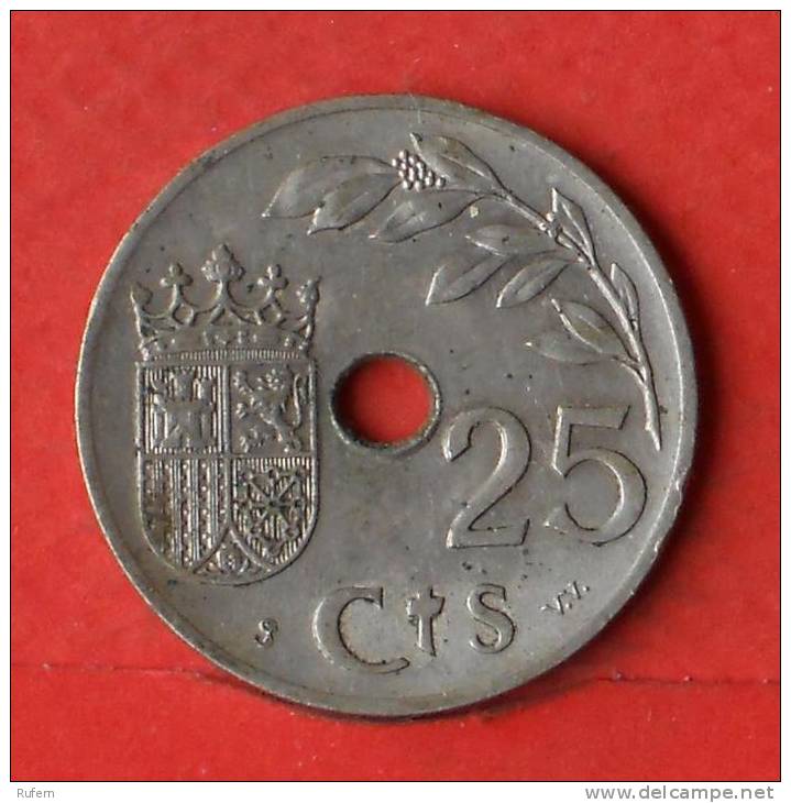 SPAIN  25  CENTS  1937   KM# 753  -    (1649) - 25 Centimos
