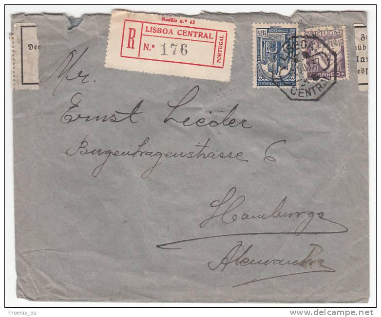 PORTUGAL - Lisbon, Lisboa, Cover, Envelop, Year 1937, Customs Control, Registered - Lettres & Documents