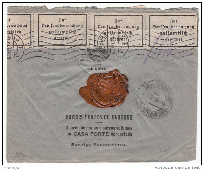 PORTUGAL - Lisbon, Lisboa, Cover, Envelop, Year 1937, Customs Control, Registered - Lettres & Documents