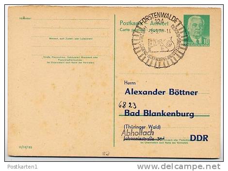 AUSSTELLUNG FÜRSTENWALDE 1970  DDR P70 IIA Antwort-Postkarte ZUDRUCK BÖTTNER #2 - Postales Privados - Usados