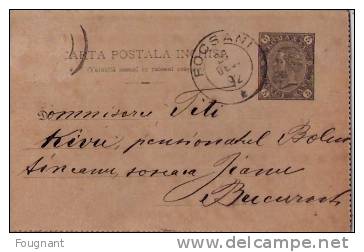 ITALIE:EP.(carte Postale):1892 De Foosani Pour Bucarest;+texte. - Interi Postali