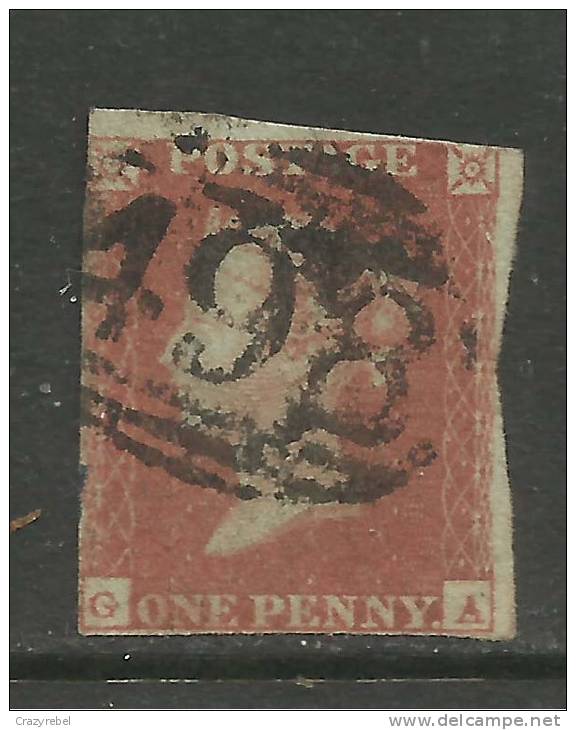 GB 1841 QV 1d Penny Red IMPERF Blued Paper ( G & A ) PMK 498 ( K483 ) - Gebraucht