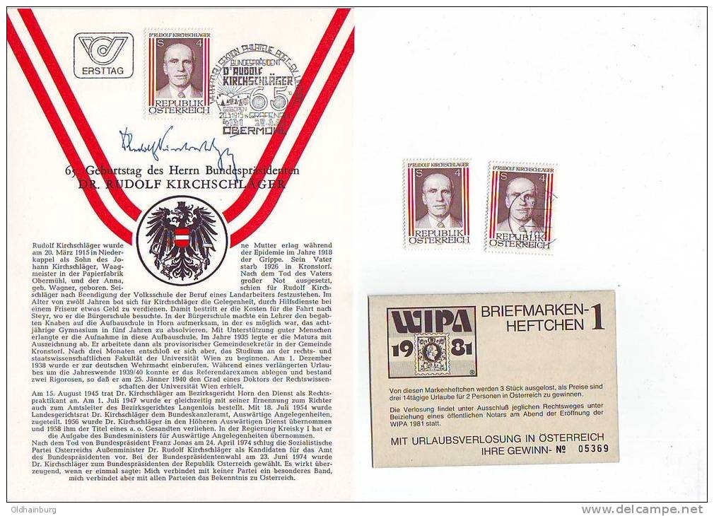 3011e: Österreich 1980; Kirchschläger **, Gest., Ersttagsblatt, MH - Errors & Oddities