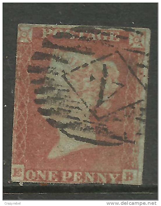 GB 1841 QV 1d Penny Red IMPERF Blued Paper ( E & B ) PMK 4 ( K474 ) - Gebruikt