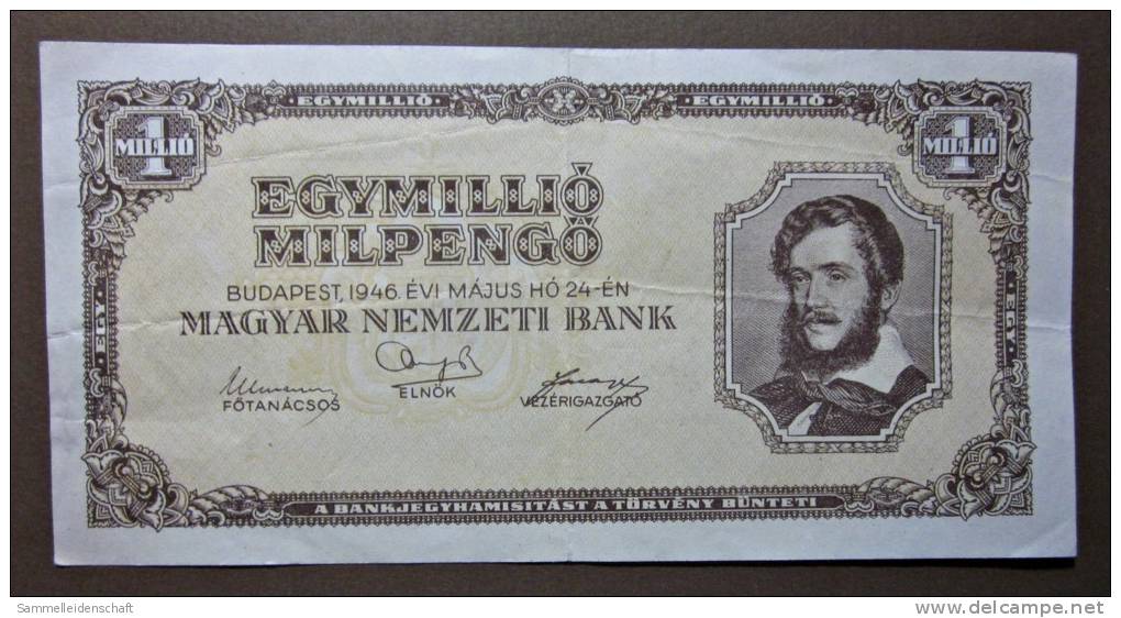 Banknote Papermoney Ungarn Magyar Gebraucht 1 Million Pengö 1946 Gebr. - Hungary