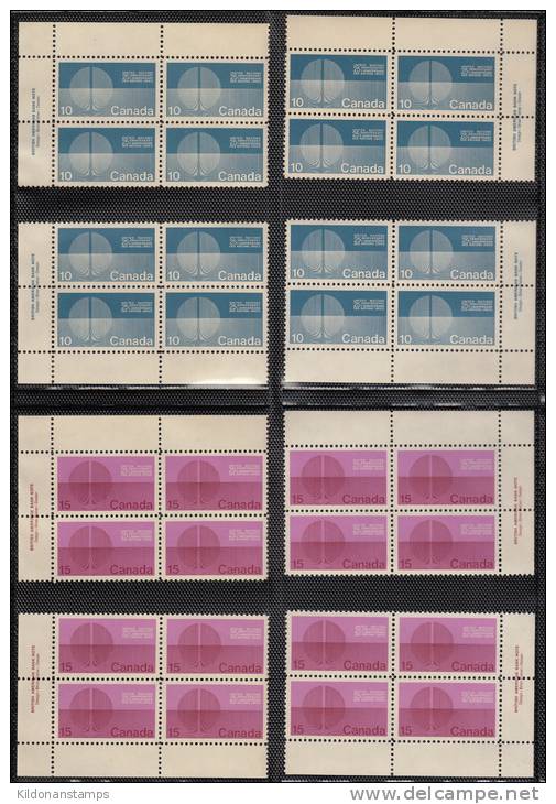 Canada 1970 UN, Corner Inscription Blocks, Mint No Hinge (see Desc), Sc# 513-514 - Nuevos