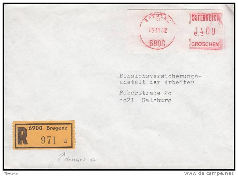 Austria 1982, Stampless  Registred Cover W./ Red Postmark - Lettres & Documents