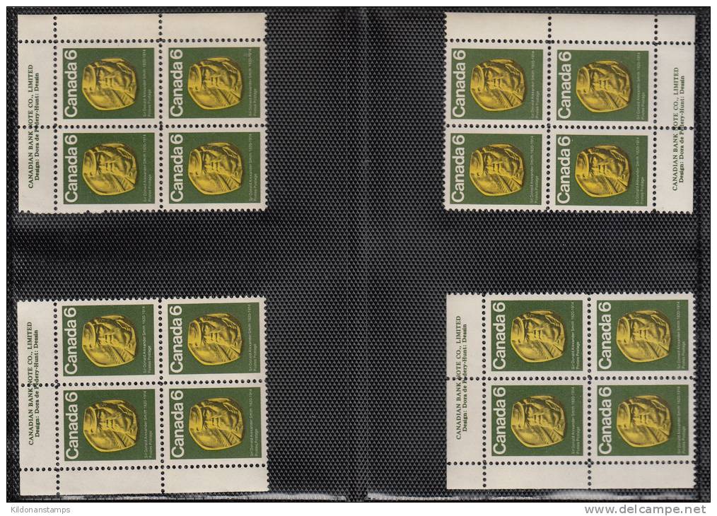 Canada 1970 Corner Inscription Blocks (need LR, X2 LL), Mint No Hinge (see Desc), Sc# 531 - Nuovi