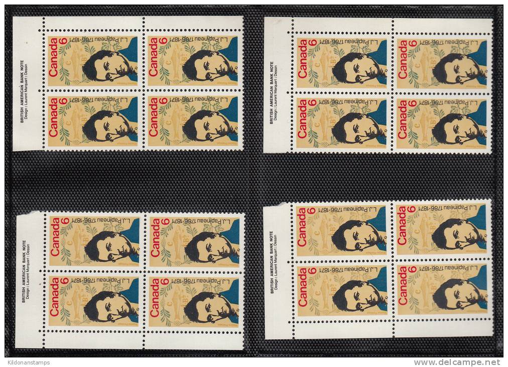 Canada 1971 Corner Inscription Blocks (x2 UR, X2 UL), Mint No Hinge (see Desc), Sc# 539 - Unused Stamps