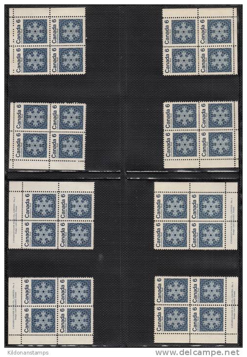 Canada 1971 Christmas, Corner Plate Blocks, Mint No Hinge (see Desc), Sc# 554, 554p, 555, 555p, 556, 556p, 557, 557p - Neufs