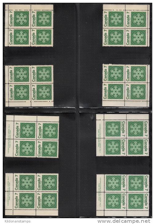 Canada 1971 Christmas, Corner Plate Blocks, Mint No Hinge (see Desc), Sc# 554, 554p, 555, 555p, 556, 556p, 557, 557p - Nuovi