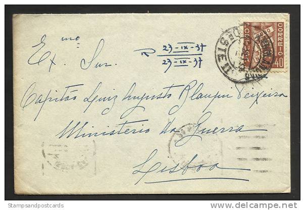 Portugal Lettre Cachet 1937 Ambulância Postal Oeste II Ambulance Postal  TPO Cover - Marcophilie