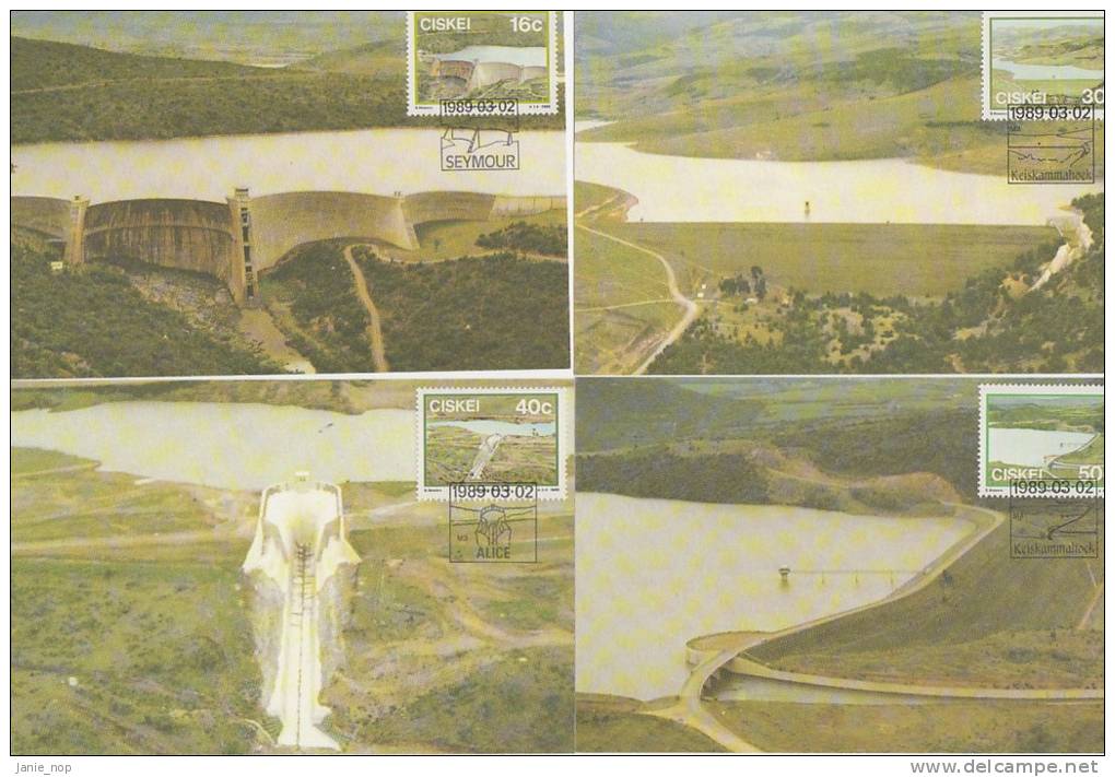 Ciskei 1989 Dams Set 4 Maximum Cards - Ciskei