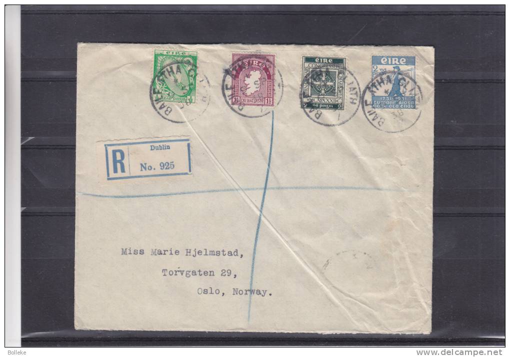 Irlande - Lettre Recommandée De 1938 ° - Oblitération Baile Atha Cliath - Storia Postale