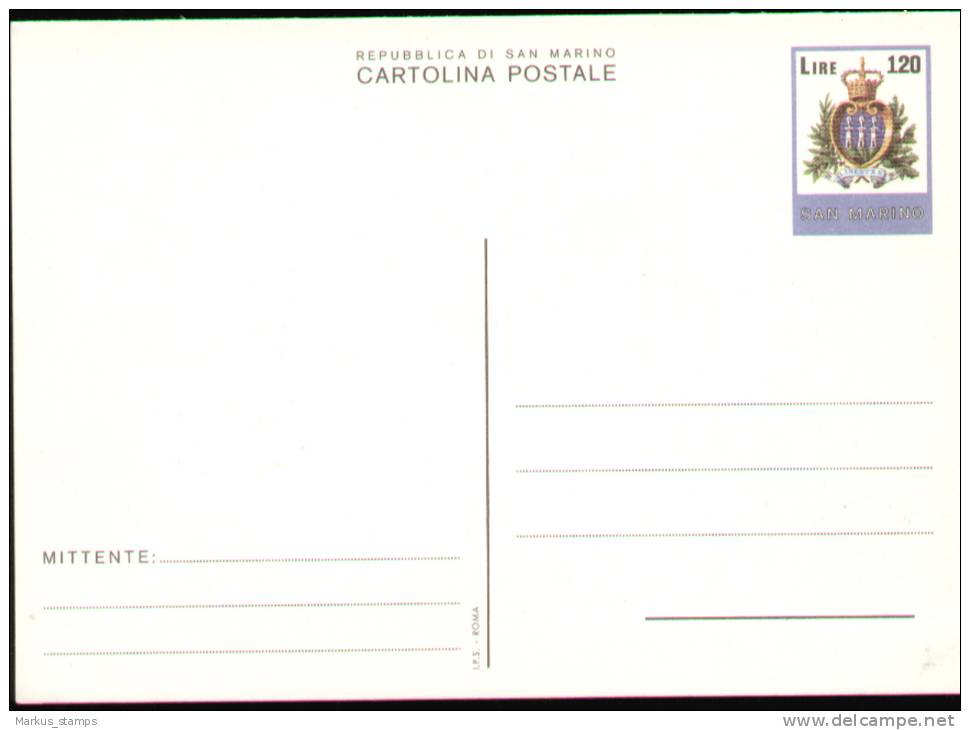 1978 San Marino Coat Of Arms - Heraldry, Set Of 2 Stationery Postcards, Cartolina Postale, Entier - Omslagen