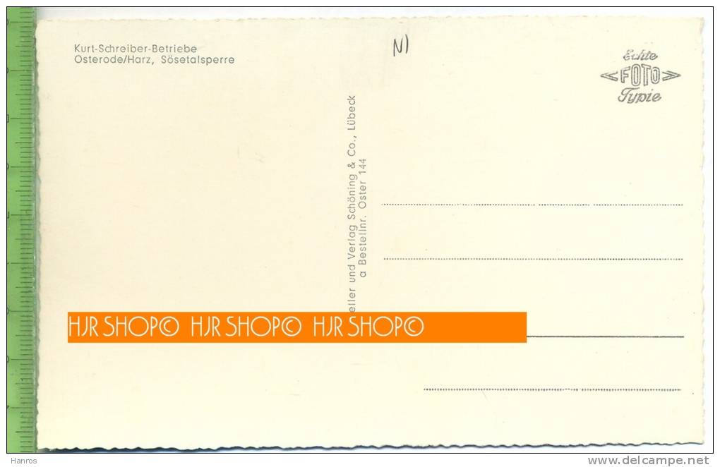 Osterode/Harz, Sösetalsperre Um 1950/1960,  Verlag: Schöning&Co., Lübeck  POSTKARTE , Unbenutzte Karte - Osterode